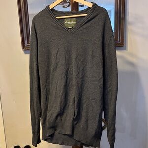 Eddie Bauer Dark Gray V-Neck Sweater